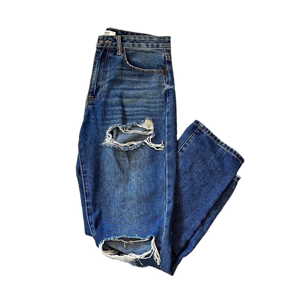 Distressed Boyfriend Jeans (Dark Wash) Size 26 - forever 21